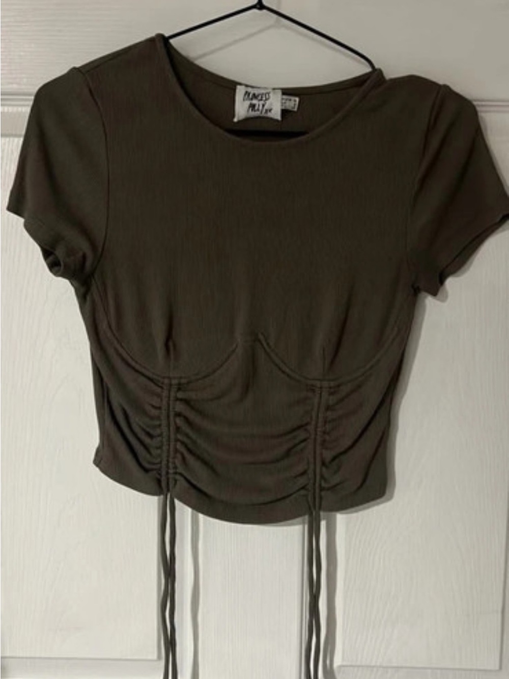 Princess Polly Olive Ruched Drawstring Crop Top